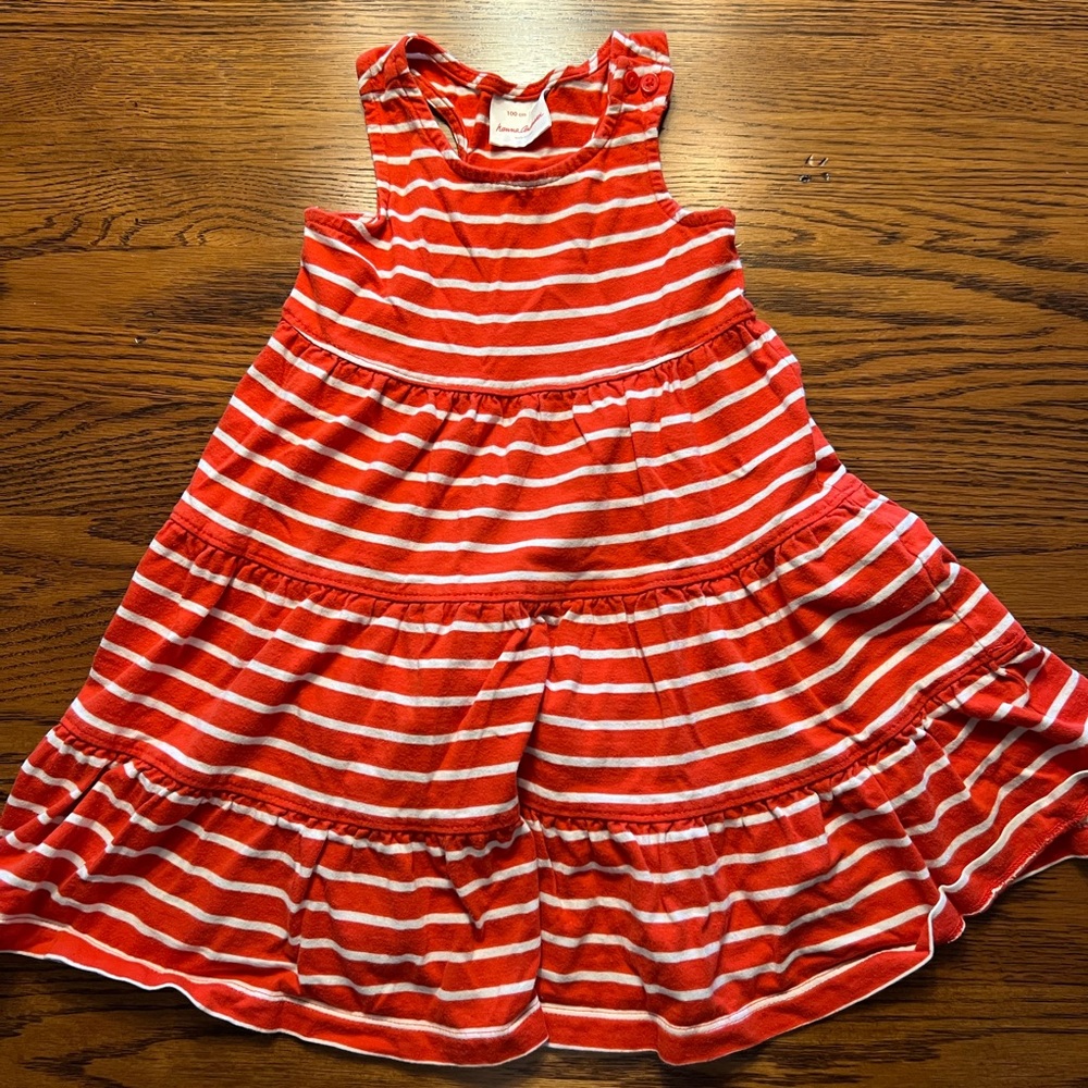 Hanna Andersson Red and White Striped Casual Super Twirl Dress